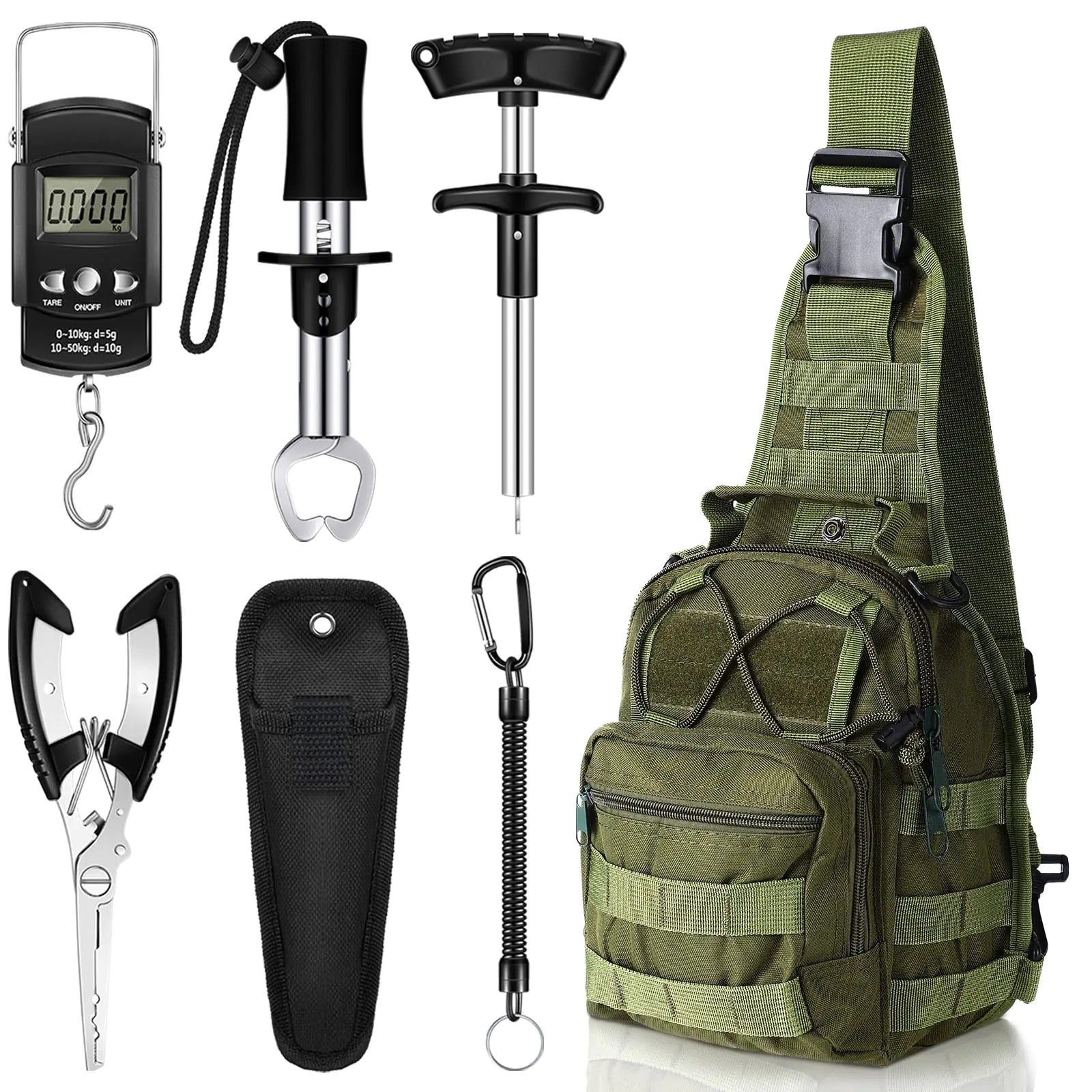 7 Pcs Fishing Kit (Army Green)